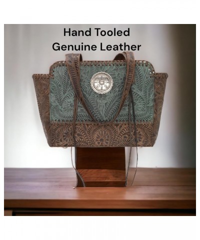 Leather - Multi Compartment Tote Bag -Purse Holder Bundle (Concealed Carry - Turquoise Brown) $91.08 Totes