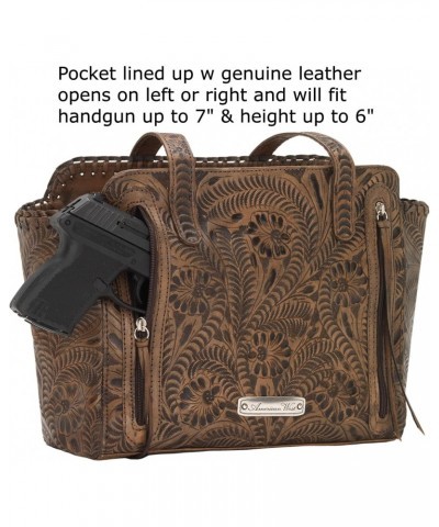 Leather - Multi Compartment Tote Bag -Purse Holder Bundle (Concealed Carry - Turquoise Brown) $91.08 Totes