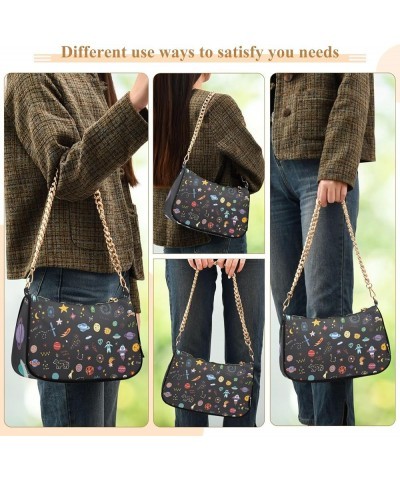 Vintage Skull Butterfly Small Going out Purse for Women Shoulder Handbags for Women Cartoon Space Doodles $13.64 Shoulder Bags