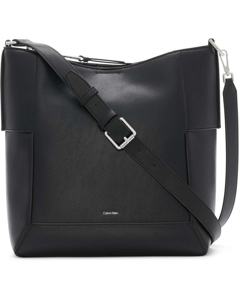 Aura North/South Convertible Hobo Shoulder & Messenger Bag Black/Silver $40.84 Shoulder Bags