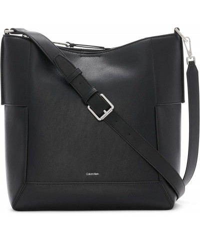 Aura North/South Convertible Hobo Shoulder & Messenger Bag Black/Silver $40.84 Shoulder Bags