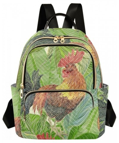 Rooster Green Leaves Women's Backpack Purse Causal Daypack Work Travel College Business Trip Bag Shoulder Bag Small $18.71 Ba...