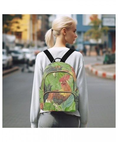 Rooster Green Leaves Women's Backpack Purse Causal Daypack Work Travel College Business Trip Bag Shoulder Bag Small $18.71 Ba...