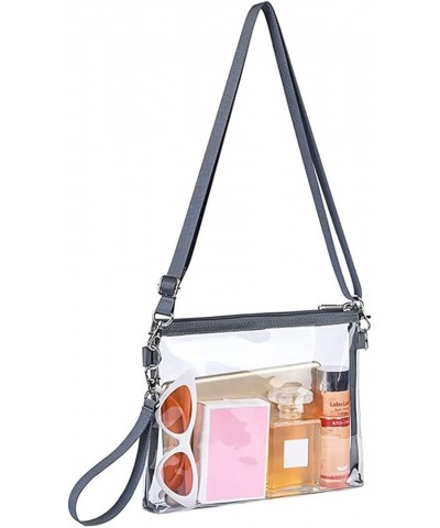 Women Transparent Shoulder Crossbody Bag Designer Fashion Handbag Purse Shoulder Strap Zipper Greyline $14.99 Shoulder Bags