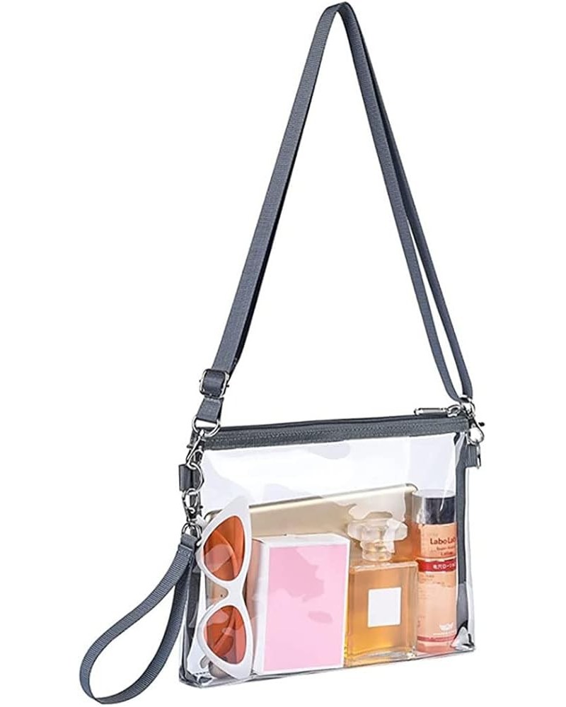 Women Transparent Shoulder Crossbody Bag Designer Fashion Handbag Purse Shoulder Strap Zipper Greyline $14.99 Shoulder Bags