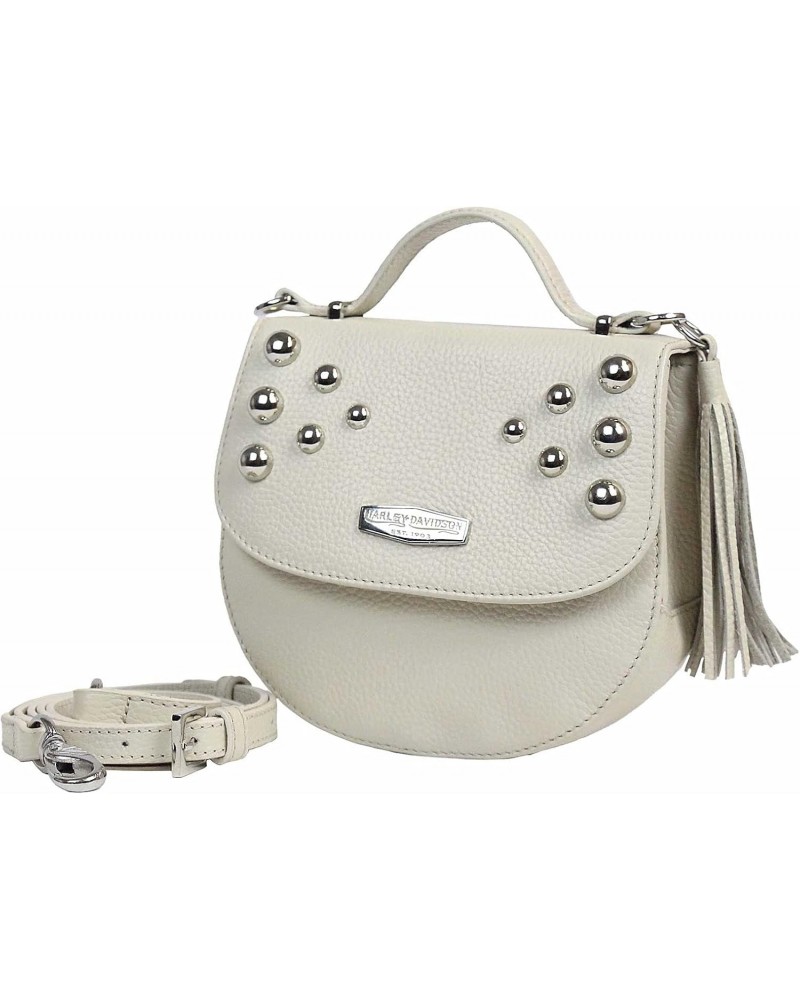 Harley-Davidson Women's Heavy Metal Leather Flapped Crossbody Purse - Cream $46.72 Crossbody Bags