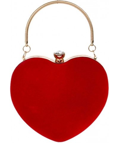 Womens Wallet Handmade Handbag Heart-shaped Suede Evening Fashion Clutch Party Wristlet Red $14.40 Evening Bags