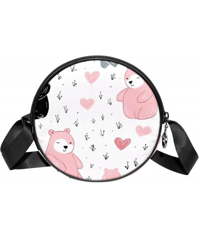 Round Crossbody Purse for Women, Shoulder Bag, cartoon animals bear $11.11 Crossbody Bags