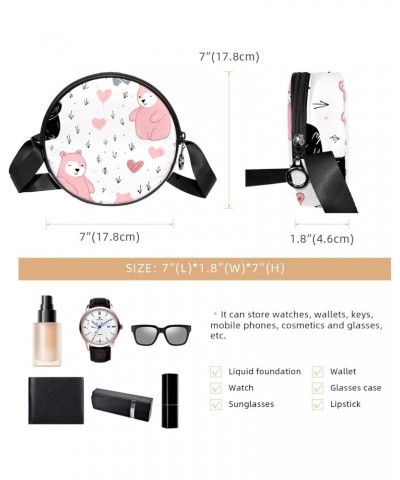 Round Crossbody Purse for Women, Shoulder Bag, cartoon animals bear $11.11 Crossbody Bags