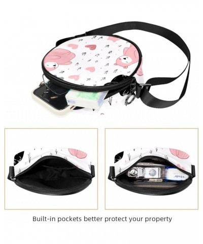 Round Crossbody Purse for Women, Shoulder Bag, cartoon animals bear $11.11 Crossbody Bags