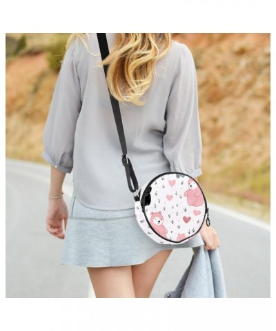 Round Crossbody Purse for Women, Shoulder Bag, cartoon animals bear $11.11 Crossbody Bags