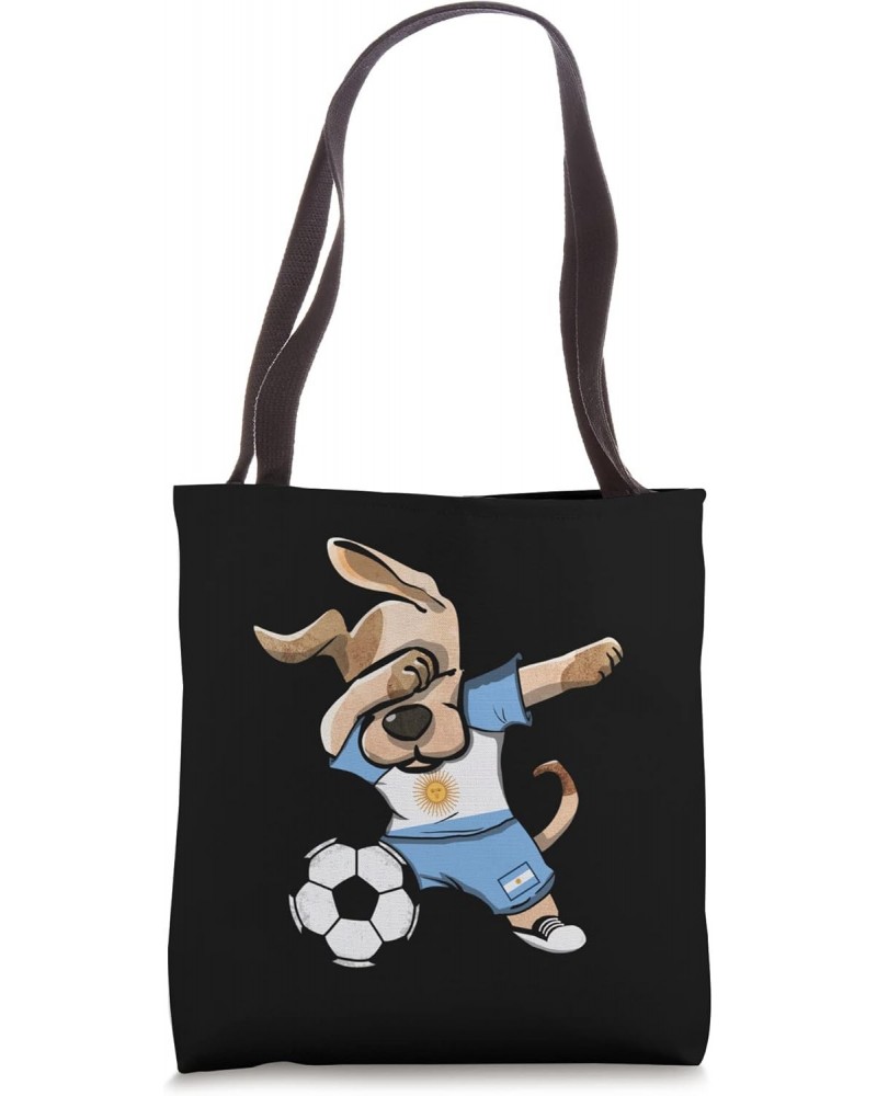 Dabbing Dog Argentina Soccer Fan Jersey Argentinian Football Tote Bag $14.43 Totes