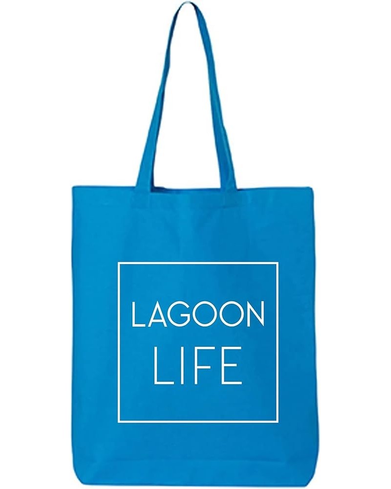 Lagoon Life Cotton Canvas Tote Bag Sapphire $9.24 Handbags