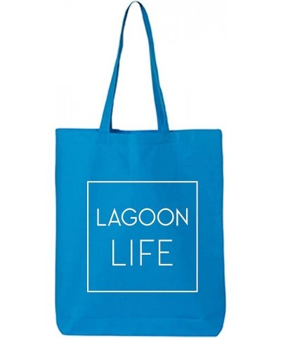 Lagoon Life Cotton Canvas Tote Bag Sapphire $9.24 Handbags