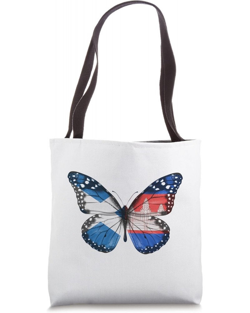 Scottish Cambodian Flag Butterfly Tote Bag $15.37 Totes