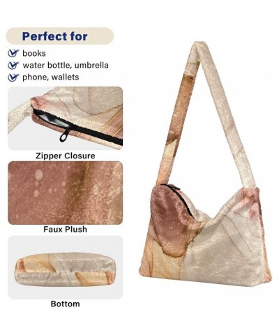 Women Boho Bag Fantasy Marble Art Brown Beige Handbag Underarm Bag Tote Bag Shoulder Bag Crossbody Bag Fluffy Cell Phone Purs...