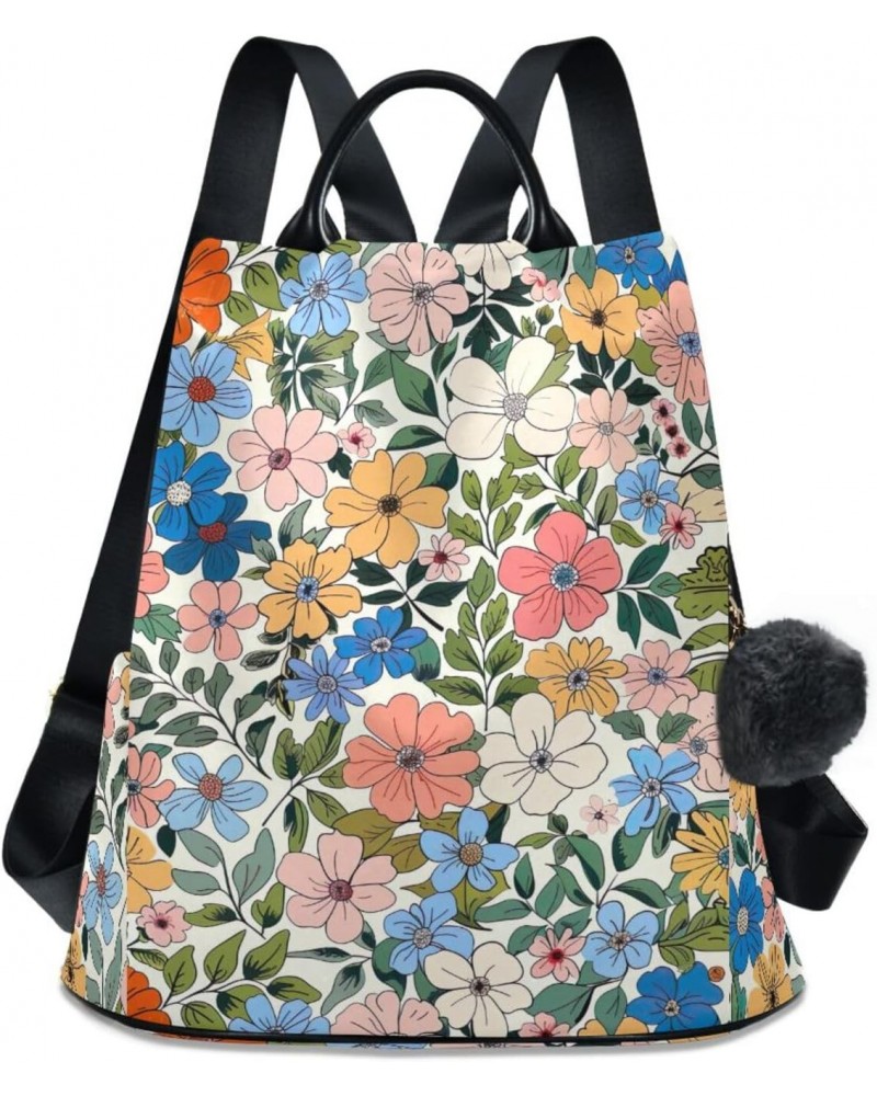 Watercolor Flowers Womens Backpack Purse Anti Theft Travel Shoulder Bag Casual Daypack Backpack for Women Work Ladies Travel ...