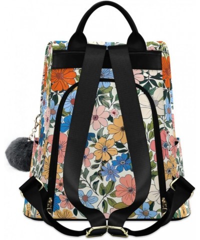 Watercolor Flowers Womens Backpack Purse Anti Theft Travel Shoulder Bag Casual Daypack Backpack for Women Work Ladies Travel ...