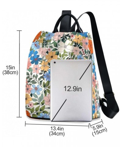 Watercolor Flowers Womens Backpack Purse Anti Theft Travel Shoulder Bag Casual Daypack Backpack for Women Work Ladies Travel ...