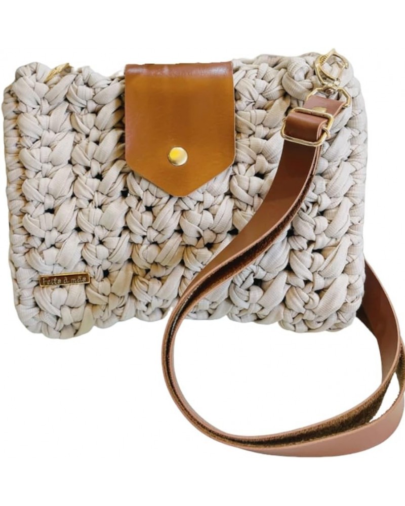 Handmade crochet bag Handmade style women's bag, Sand, 23cm x 17 cm $52.88 Shoulder Bags