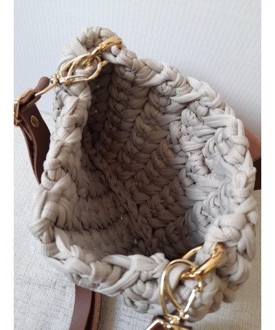 Handmade crochet bag Handmade style women's bag, Sand, 23cm x 17 cm $52.88 Shoulder Bags