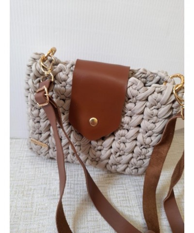 Handmade crochet bag Handmade style women's bag, Sand, 23cm x 17 cm $52.88 Shoulder Bags