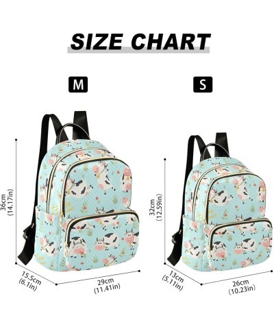 Cute Cow and Flower Backpack Purse for Women Lightweight Back Pack Casual Daypack Travel Shoulder Bag Bookbag - S Small Multi...