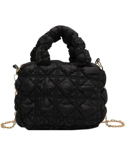 Women Trendy Puffer Shoulder Bag Cloud Bag Quilted Tote Bag Hobo Crossbody Bag Small Handbag Purse Cute A Black $21.79 Totes