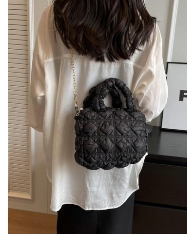 Women Trendy Puffer Shoulder Bag Cloud Bag Quilted Tote Bag Hobo Crossbody Bag Small Handbag Purse Cute A Black $21.79 Totes