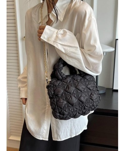 Women Trendy Puffer Shoulder Bag Cloud Bag Quilted Tote Bag Hobo Crossbody Bag Small Handbag Purse Cute A Black $21.79 Totes