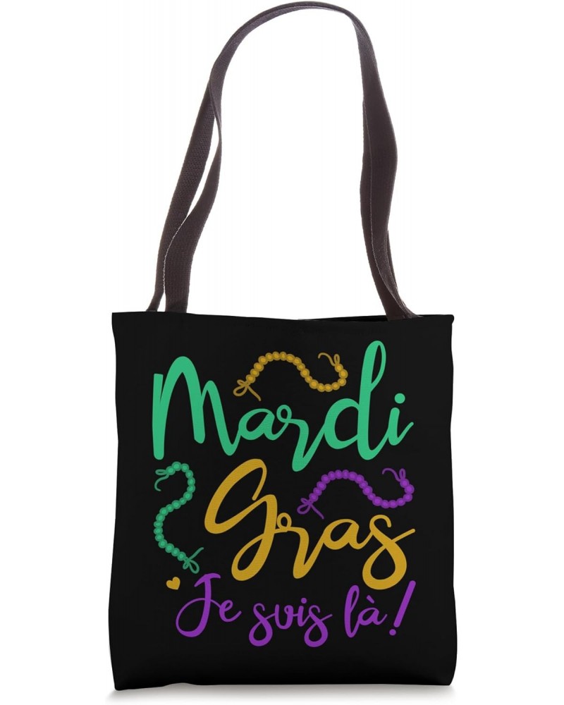 Mardi Gras Je suis là French Lettering Cute Beads Decoration Tote Bag $13.61 Totes