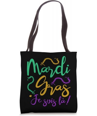 Mardi Gras Je suis là French Lettering Cute Beads Decoration Tote Bag $13.61 Totes