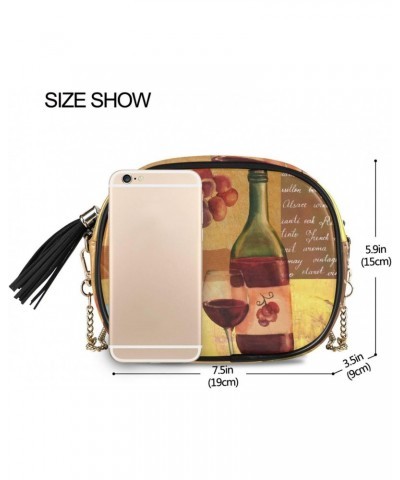 Women's Vintage Red Wine Bottle Glass Vine Leaf Crossbody Bag Fashion Purses Bag Cross Body Bag Shoulder Handbag with Adjusta...