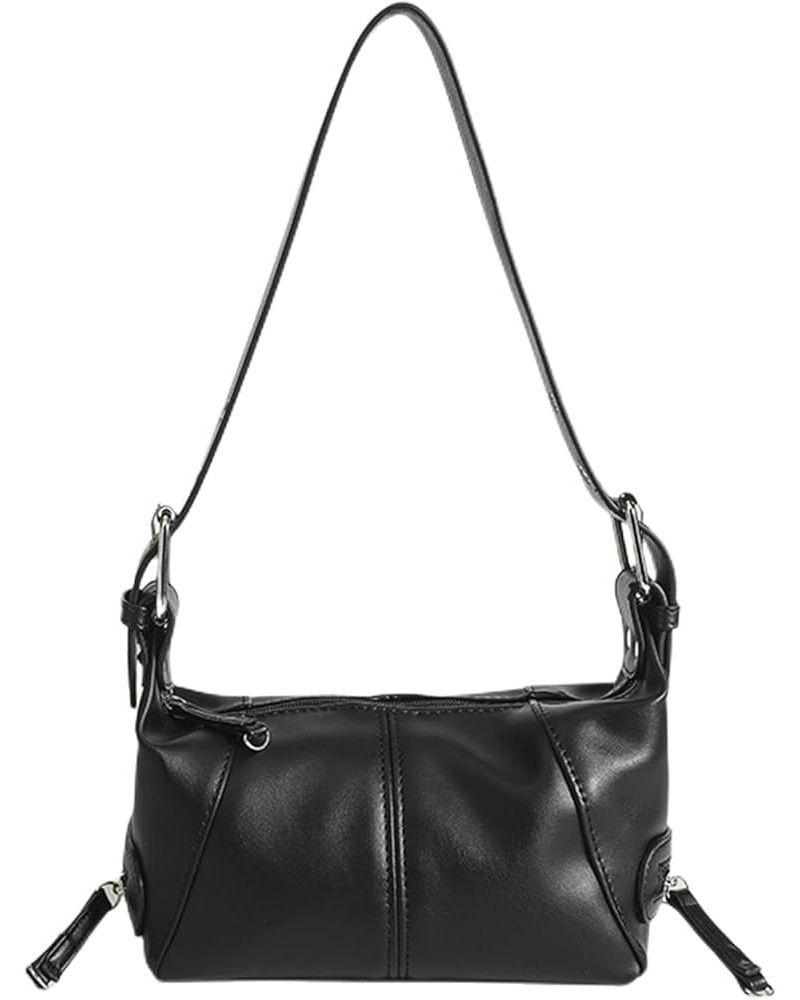 Leather Shoulder Bag for Women, Top Handle Hobo Purse, Vintage Tote Handbag with Zippers (Black) Black $20.90 Totes