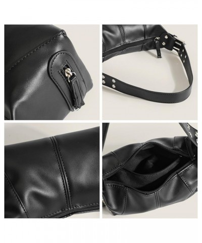 Leather Shoulder Bag for Women, Top Handle Hobo Purse, Vintage Tote Handbag with Zippers (Black) Black $20.90 Totes