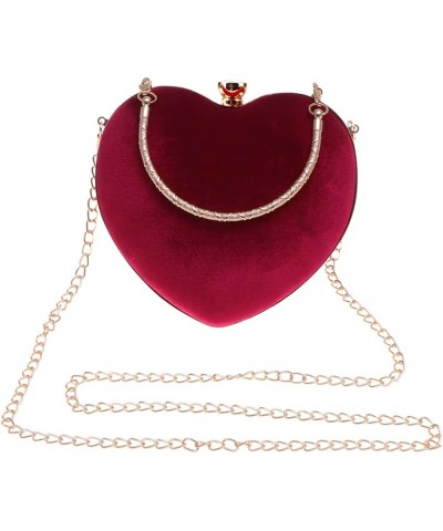 2 pcs Dinner Clutch Shaped Party Heart Bag Evening Chain Black Ladies Banquet Wedding Handbag Red $14.17 Evening Bags