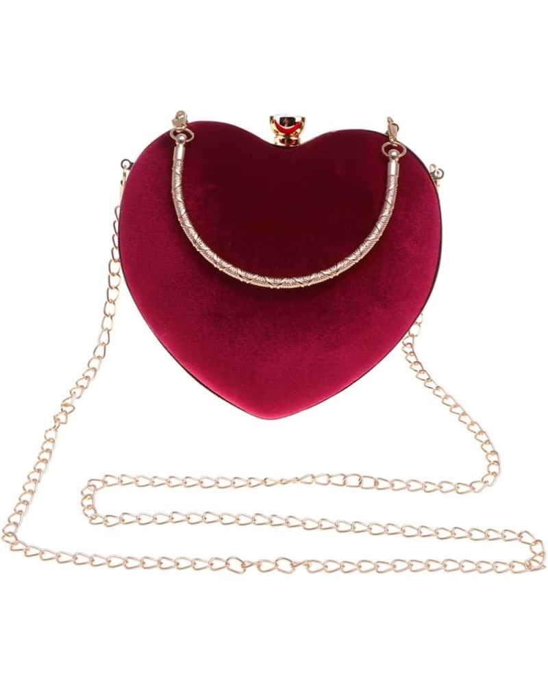 2 pcs Dinner Clutch Shaped Party Heart Bag Evening Chain Black Ladies Banquet Wedding Handbag Red $14.17 Evening Bags