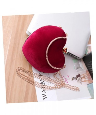 2 pcs Dinner Clutch Shaped Party Heart Bag Evening Chain Black Ladies Banquet Wedding Handbag Red $14.17 Evening Bags