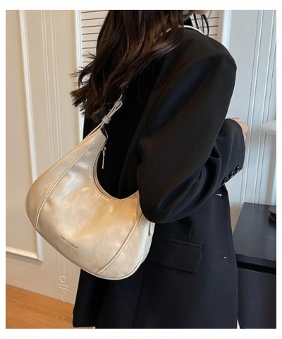 Crescent Shoulder Bag for Women, Cute Tote Bag Clutch Purse Vegan Leather Soft Handbag Beige $19.54 Totes