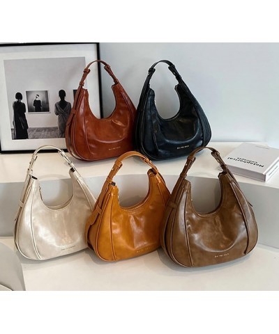 Crescent Shoulder Bag for Women, Cute Tote Bag Clutch Purse Vegan Leather Soft Handbag Beige $19.54 Totes