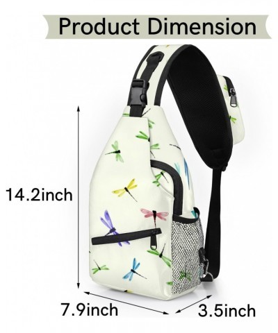 Sling Bag Color Dragonflies Hand-drawn Adjustable Sling Backpack Crossbody Shoulder Backpack Anti-theft Rope Chest Shoulder D...