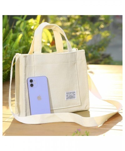 Tote Bag Handbag Women's corduroy fashion satchel design sense messenger bag handbag for Women Beige $10.07 Totes