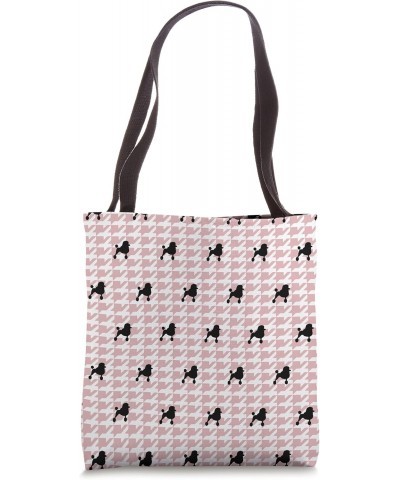 poodle dog - pink houndstooth check pattern Tote Bag $11.28 Totes