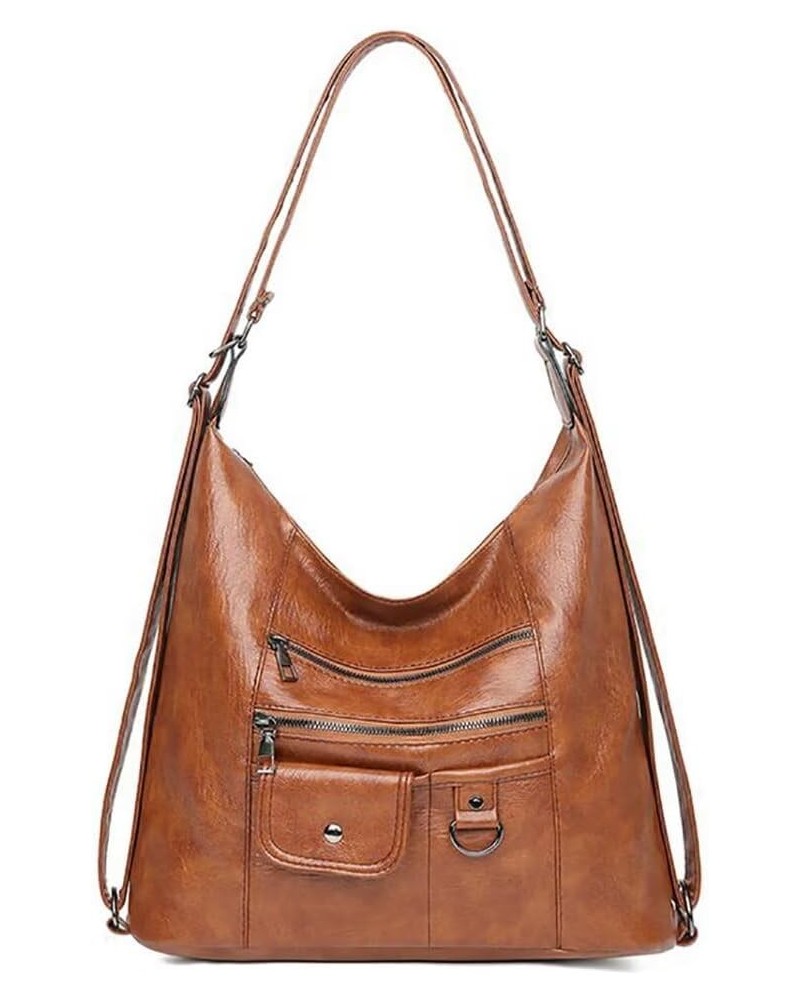 Women's Shoulder Bag Multifunctional Backpack Satchel Purse Tote Handbag Vintage Hobo Bag for Travel Work Shopping Brown $18....