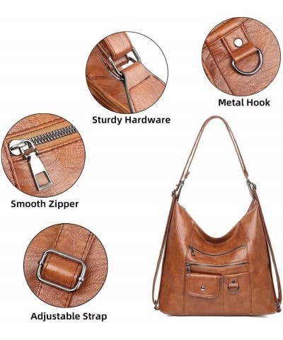 Women's Shoulder Bag Multifunctional Backpack Satchel Purse Tote Handbag Vintage Hobo Bag for Travel Work Shopping Brown $18....