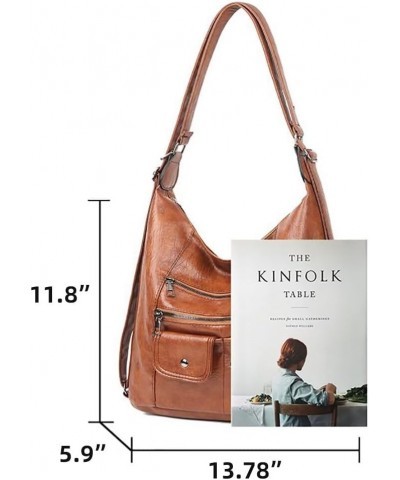 Women's Shoulder Bag Multifunctional Backpack Satchel Purse Tote Handbag Vintage Hobo Bag for Travel Work Shopping Brown $18....