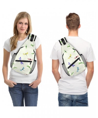 Sling Bag Color Dragonflies Hand-drawn Adjustable Sling Backpack Crossbody Shoulder Backpack Anti-theft Rope Chest Shoulder D...