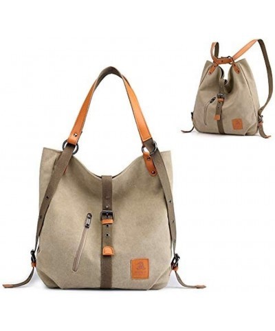 3 Ways Canvas Purses Handbags Totes Shoulder Bag Backpack Hobo For Women (Blue) Khaki $42.91 Backpacks