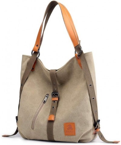 3 Ways Canvas Purses Handbags Totes Shoulder Bag Backpack Hobo For Women (Blue) Khaki $42.91 Backpacks