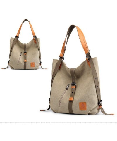 3 Ways Canvas Purses Handbags Totes Shoulder Bag Backpack Hobo For Women (Blue) Khaki $42.91 Backpacks